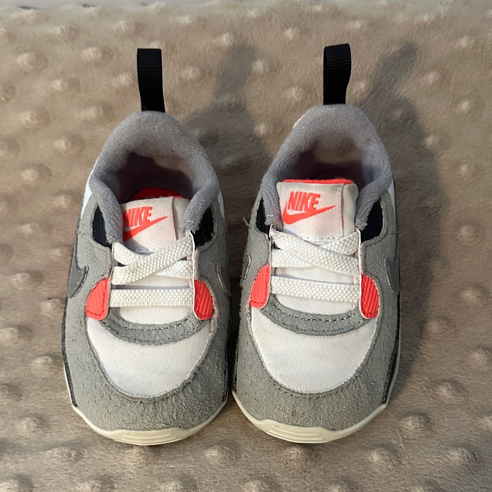 Nike Kids Sneakers - Gray and White with Orange Highlights